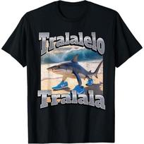 Tralalelo Tralala Funny Shark Italian Brainrot Meme Graphic T-Shirt XXXXXL juoda