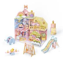Non-Toxic Miniature Doll House Kit Handmade 3D Puzzle Assemble Model Building Toys Room Decoration Paperboard Craft Children Birthday Gift beige