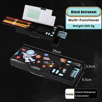 Plastic Pencil Case With Calculator/Pencil Sharpener Double Sided Use Pencil Box Fun Mechanism Design Multi-Functional Pen Box white