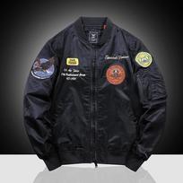 Karinės aviacijos bomberis vyriškas siuvinėtas beisbolo striukė krovininė striukė didelio dydžio striukė XXXL black