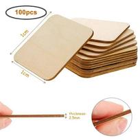 1-10cm Unfinished Blank Wood Square Slice Cutouts, Wooden Squares for DIY Arts Craft Projects, Pyrography, Painting, Writting beige