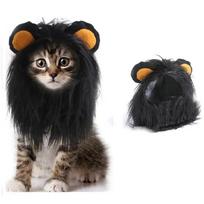 Cat Cosplay Dress Up Pet Hat Lion Mane for Cat Puppy Lion Wig Costume Party Decoration Halloween Christmas GatosPet Supplies L black