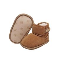 Žieminiai Šilti Naujagimio Kūdikio Batai Plokščiapadžiai Mažylio Kūdikio Basutės Kūdikių Sniego Batai Mergaitėms Berniukams 12cm-6-12M beige