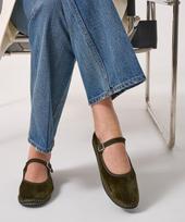 Vibi Venezia Cotton Velvet Mary Jane Flats_Dark Green Collar 39 (250~255 Mm) gray
