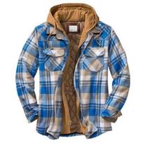 Men's Winter Thick Plaid Hooded Jacket, Loose Long Sleeve Warm Cotton Coat, European American Style Outerwear M dangaus mėlyna spalva