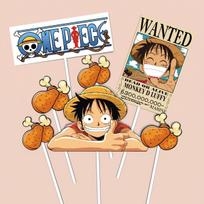 Torto papuošimai Piratų laivas One Piece Luffy Animacinis teminis Torto aksesuarai, Kūrybiški papuošimai su vėliavėlėmis ir užrašais black