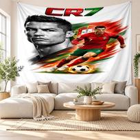Cristiano Ronaldo Sieninis gobelenas, Minkšto audinio sieninė dekoracija, Dekoratyvinis fonas miegamajam, Namų sienų menas 100cmx150cm black