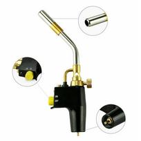Propane gas soldering torch with MAPP gas connection, welding and brazing function, plumber's tool + 3 nozzles juoda/sidabras