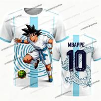 2026 Summer New Adult Dragon Ball Goku Printed Football Jersey T-Shirt Kids Anime T-Shirt Special Football Jersey NO.10 130 gray