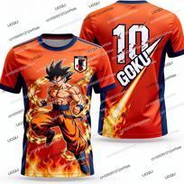 2026 Summer New Adult Dragon Ball Goku Printed Football Jersey T-Shirt Kids Anime T-Shirt Special Football Jersey NO.10 140 orange