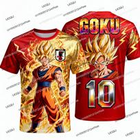 2026 Summer New Adult Dragon Ball Goku Printed Football Jersey T-Shirt Kids Anime T-Shirt Special Football Jersey NO.10 110 orange
