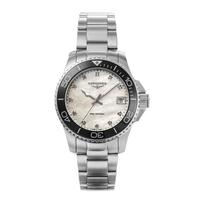 HydroConquest 30 ATM Atsparus vandeniui Safyro Baltas [LONGINES] Laikrodis, Kvarcinis, Atsparus, Kristalas, Perlamutro Ciferblatas, L3.370.4.87.6, Moteriškas gray