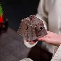 195ml Yixing Purple Clay Teapots Handmade Square Dragon Zun Pot Raw Ore Wood-fired Porcelain Mud Tea Soaking Kettle Zisha Teaset gray