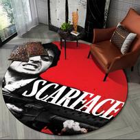 3D Spausdinimo Filmo Scarface Tony HD Apvalus Kilimas Svetainės, Miegamojo, Vaikų Žaidimų Kambario Dekoras, Naminių Gyvūnėlių Zonos Kilimas Neslystantis Grindų Kilimėlis Diameter 80cm red