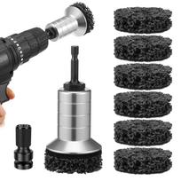 Wheel Hub Cleaning Kit Wheel Stud Cleaner Brake Hub Cleaning Tool with 5 Head Grinding Maintenance Cleaner Kit for Nuts, Car black