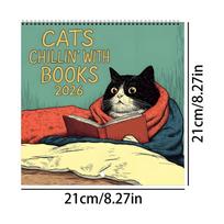 2026 Reading Cat Calendar Year Monthly Planner & Agenda Schedule Organizer Wall Calendar Funny Party Gag Gifts for Friends black