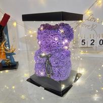 Eternal Rose Bear - Creative Foam Flower Gift for Valentine's, Mother's Day, or Birthday Custom 20cm Rose Bear + Bag violetinė