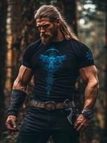 Viking Raven Unisex Cotton TShirt Norse Mythology Gothic Vintage Medieval Viking Streetwear 4XL black