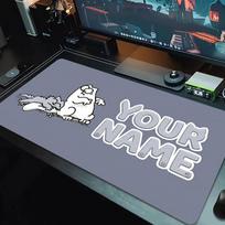Custom Name Simon's Cat Mouse Pad Large Gaming Table Cushion Non-slip Laptop Tablet Big Mousepad XXL Mat Mini PC Playmat With Lock edge_XIA 30cmx60cm(11.8x23.6inch) white