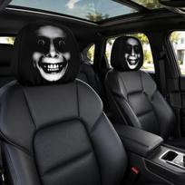 Scary Ghost Face Prank Car Headrest Covers, Luminous Horror Universal Elastic Car Headrest Protectors 1pc gray