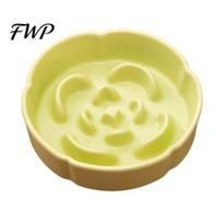 Raised Food Partition Dish Dog Slow Feeder Bowl, Ceramic Spill Proof Flower Anti-Choking Easy to Clean Pet Bowl for Small Large Dogs Healthy Digestion žalia