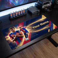 Lamine Yamal Custom Large Mouse Pad, Personalized Name Text Print, Football Logo Non‑Slip Desk Mat Gaming Gift 30cmx60cm