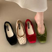 Women Velvet Square Toe Mary Jane Flats Soft Casual Ballet Shoes Shallow Dress Pumps 39 beige
