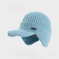 Unisex šiltos žieminės kepurės Stilinga kailiu pamušta minkšta kepurė su storomis žieminėmis megztomis kepuraitėmis vyrams ir moterims 1 pc dangaus mėlyna spalva