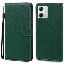 Skirta Moto G54 5G dėklas Silikoninis MotoG54 XT-2343-1 Odinis atverčiamas piniginės dėklas Motorola Moto G54 telefono dėklui Dangtelis Coque Fundas For Moto G54 5G tamsiai žalia spalva