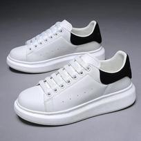 Balti Bateliai Vyriški ir Moteriški PU Oda Tas Pats Aukštas Modelis Universalūs Bateliai Nauji Storu Padu Aukštį Didinantys Kateboardo Bateliai Tinginiai Bateliai 39 gray