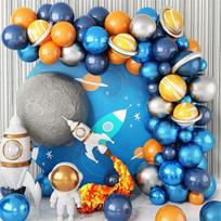 Space Astronaut Balloon Set Silver Gray Birthday Party Decor Supplies type B blue