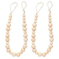2 vnt. / rinkinys Medinių karoliukų užuolaidų užrišimas Boho Elegant kaimiškas kaimiškas gyvenamasis kambarys Miegamojo dekoro užuolaidų laikiklis namų reikmenys beige