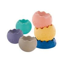 6Pcs/Set Balls Stacking Toy Soft Vinyl Colorful Bricks Toy Embossed Pattern Bumpy Ball Early Learning Preschool Toys Baby Tower Stacking Building 1 Set beige