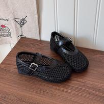 Merginų vasaros 2026 m. Atviri Mary Jane basutės - Minkšto paduko, su sagtimi, paplūdimio batai su apvaliu priekiu Size 23, Length 15cm black