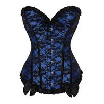Women European Court Lace Mesh Waist Trainer Tummy Control Bust Support Shapewear 6XL mėlyna