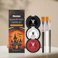 Dowmoo Halloween Face Body Paint Grease Paint Kit Black White Red Face Foundation Makeup with 3 Brushes Zombie Vampire Clown white