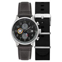 AVI-8 Hawker Hurricane Classic Chronograph Men's Watch 43.5mm Stainless Steel Case Tachymeter Scale Date Display Mineral Glass 5 ATM Water Resistance gray