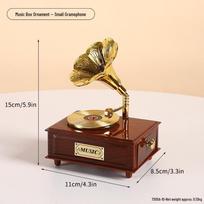 Creative Retro Wind-up Music Box for Home & Shop Decor, Photography Props brown