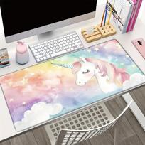 Large Rainybow Unicorn Mouse Pad 900x400x3MM Non-Slip Rubber Base Desk Mat for Keyboard and Computer gaming accessories office 30cmx60cm white