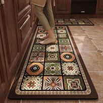American-Style Vintage Kitchen Rug Made Of Silica Gel, Anti-Slip And Anti-Oil, Non-Washable Foot Mat For Home Decoration 50X120CM(1.6x3.9FT