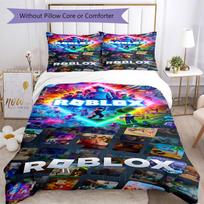 Roblox Bedding Set Breathable Duvet Cover with Pillowcases Decorative Bed Linen for Bedroom Home Decoration Birthday Gift 140cmx200cm