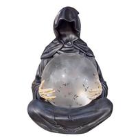 Grim Reaper Statue with Flying Bats Crystal Ball Lighted Gothic Figurine Mystic Reaper Crystal Ball Light for Mantel Shelf Desk juoda