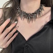 Punk Retro Storas Dygliuotas Vėrinys Madingas Vyrams Moterims Chokeris Hip-Hopas Asmenybė Poros Papuošalai Aksesuarai Dovana 01 gray