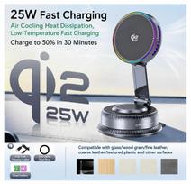 Qi2 25W magnetinis belaidis automobilinis įkroviklis, greitas įkrovimas 30 min iki 50 procentų, aušinimo ventiliatorius, RGB apšvietimas, telefono laikiklis Qi2 Wireless Charger gray