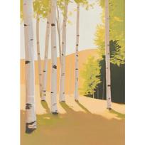 Minimalist abstract Birch Tree Lush Wall Art Rustic Nature Canvas Printing Poster Living Room Bedroom Home Decor Gift 21cm×30cm NoFrame beige