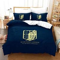 Attack On Titan AOT  Anime Levi Bedding Set 3D Printed Suitable for Bedroom Duvet Cover Set With Pillowcases Kids Home Textile 70x133cm 3pcs blue