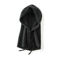 Vilnos kašmyro megzta kepurė su gobtuvu Šalikas Elegantiškos kepurės Kepurės-baretės Moterys Vyrai Žiemos Kaklo šildytuvas Balaklava Galvos apdangalas Kepurės Unisex black