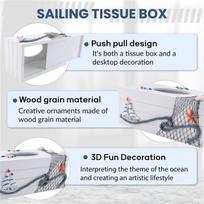 Mediterranean Style Marine Series Tissue Box Cover Paper Towel Box Home Decoration Toilet Paper Holder Wooden Tissue Box-A87Q picture color white
