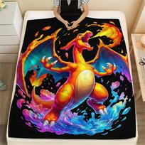 Cute Charizard  Print Flannel Blanket, High quality Comfortable for All Seasons, Home Decor, Warmth and Comfort 80cm x 120cm blue