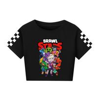 4094 Mergaitės Brawl Stars Spausdininiai Trumparankoviai Trumpi Marškinėliai 140cm juoda